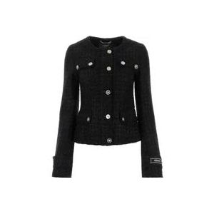 Versace Zwarte tweed blazer , Black , Dames , Maat: 2XS