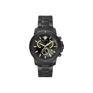Versace Nieuwe Chrono Gunmetal Roestvrijstalen Horloge , Black , Heren , Maat: ONE Size