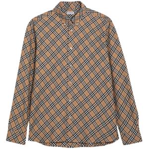 Burberry, Heren, Overhemden, Bruin, Maat: S Katoen,