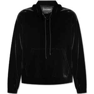 Emporio Armani, Dames, Sweatshirts & Hoodies, Zwart, Maat: M Velours,