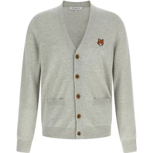 Maison Kitsuné, Heren, Truien, Grijs, Maat: L Wol,