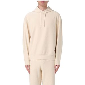 Emporio Armani, Heren, Sweatshirts & Hoodies, Beige, Maat: 2XL Katoen,
