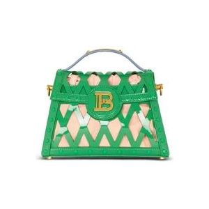 Balmain B-Buzz Dynasty tas in lakleer met een open grid motief , Multicolor , Dames , Maat: ONE Size