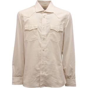 Mazzarelli, Heren, Overhemden, Beige, Maat: L