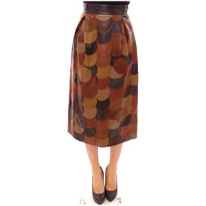 Dolce & Gabbana, Dames, Rokken, Bruin, Maat: XS Leer,