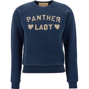 Valentino Garavani, Dames, Sweatshirts & Hoodies, Blauw, Maat: M Katoen,