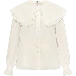 Chloé, Dames, Blouses & Shirts, Wit, Maat: XS Zijde,