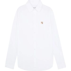 Maison Kitsuné, Heren, Overhemden, Wit, Maat: XL Katoen,