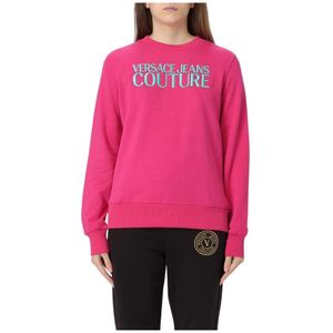 Versace Jeans Couture, Dames, Sweatshirts & Hoodies, Roze, Maat: 2XS Katoen,