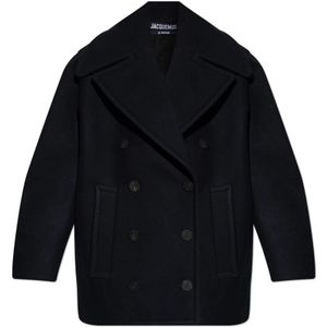 Jacquemus, Dames, Mantels, Blauw, Maat: 2XS Wol,