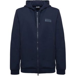 Emporio Armani Ea7, Heren, Sweatshirts & Hoodies, Blauw, Maat: 3XL Katoen,