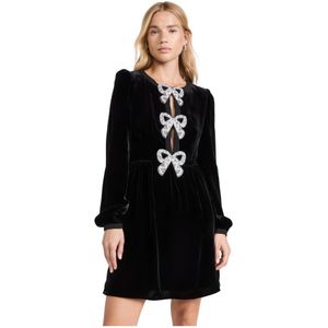 Saloni, Dames, Jurken, Zwart, Maat: L Velours,