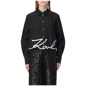 Karl Lagerfeld, Dames, Blouses & Shirts, Zwart, Maat: M