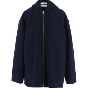 Jil Sander, Dames, Sweatshirts & Hoodies, Blauw, Maat: M Wol,