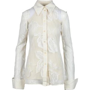 Sportmax, Dames, Blouses & Shirts, Beige, Maat: S Katoen,