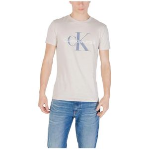 Calvin Klein Jeans, Heren, Tops, Beige, Maat: 3XL Katoen,