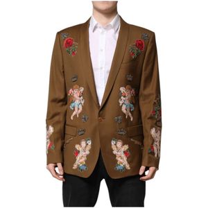 Dolce & Gabbana, Heren, Jassen, Bruin, Maat: 3XL Wol,