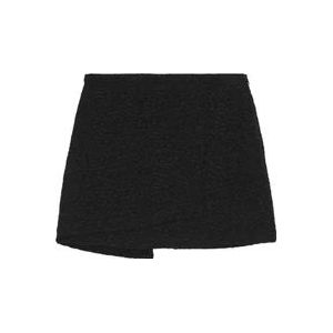 Ganni Zwarte Textuur Mini Rok , Black , Dames , Maat: XS