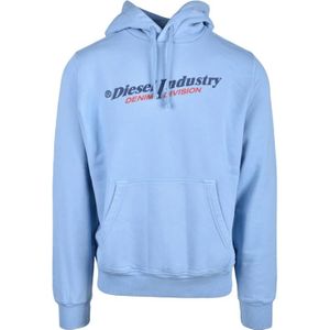Diesel, Heren, Sweatshirts & Hoodies, Blauw, Maat: L Katoen,