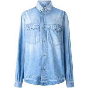 Roberto Cavalli, Heren, Overhemden, Blauw, Maat: S Denim,