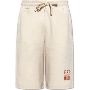Emporio Armani Ea7, Heren, Korte broeken, Beige, Maat: S Katoen,