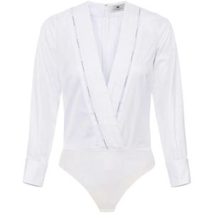 Elisabetta Franchi, Dames, Tops, Wit, Maat: XS Katoen,