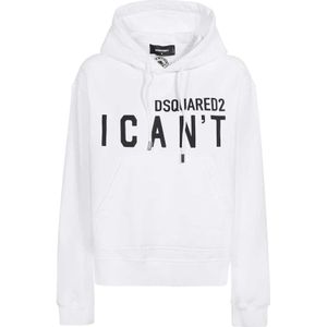 Dsquared2, Dames, Sweatshirts & Hoodies, Wit, Maat: M Katoen,