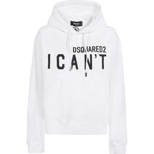 Dsquared2 Bedrukte Hoodie , White , Dames , Maat: XS