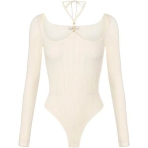 Elisabetta Franchi, Dames, Tops, Beige, Maat: XS Zijde,