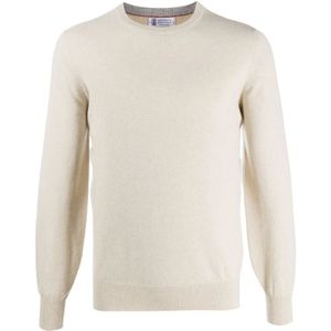 Brunello Cucinelli, Heren, Truien, Beige, Maat: L Wol,