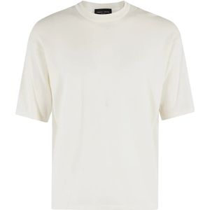 Roberto Collina, Heren, Tops, Wit, Maat: XL Katoen,