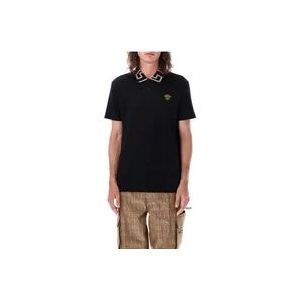 Versace Griekse Kraag Polo , Black , Heren , Maat: L