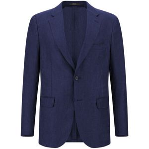 Boggi Milano, Heren, Jassen, Blauw, Maat: 3XL Linnen,