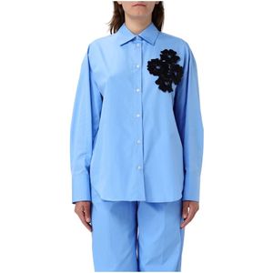Msgm, Dames, Blouses & Shirts, Blauw, Maat: 2XS Katoen,