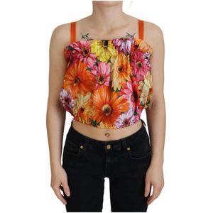 Dolce & Gabbana - Mouwloze Cropped Top - Veelkleurig - 95% Katoen - Luxe