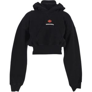 Dsquared2, Dames, Sweatshirts & Hoodies, Zwart, Maat: S Katoen,