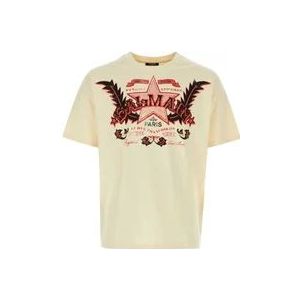 Balmain Crèmekleurig Katoenen T-Shirt - Klassiek Model , Beige , Heren , Maat: M