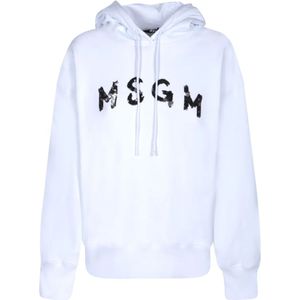 Msgm, Dames, Sweatshirts & Hoodies, Wit, Maat: S Katoen,