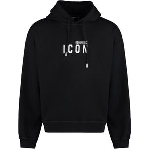 Dsquared2, Heren, Sweatshirts & Hoodies, Zwart, Maat: M Katoen,