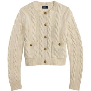 Cardigan van een mix van lanawol en kasjmier met kabelpatroon