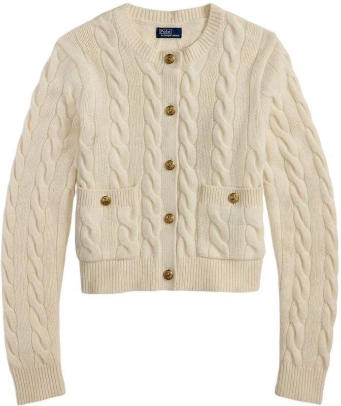 Cardigan van een mix van lanawol en kasjmier met kabelpatroon