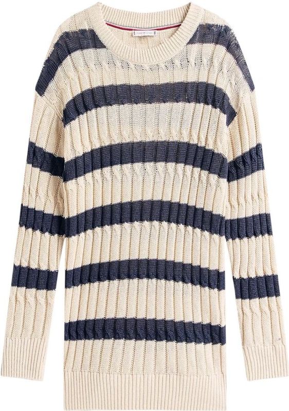 Tommy Hilfiger, Dames, Truien, Beige, Maat: XS Linnen,