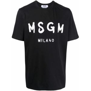 Msgm, Heren, Tops, Zwart, Maat: XL Katoen,