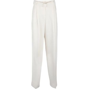 Max Mara Studio, Dames, Broeken, Wit, Maat: 2XS Poliester,