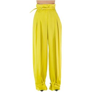 Jil Sander, Dames, Broeken, Geel, Maat: XS Leer,