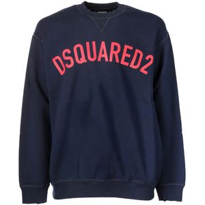 Dsquared2, Heren, Sweatshirts & Hoodies, Blauw, Maat: L Katoen,
