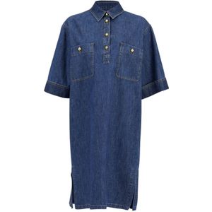 Valentino, Dames, Jurken, Blauw, Maat: 2XS Katoen,