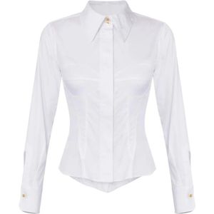 Elisabetta Franchi, Dames, Blouses & Shirts, Wit, Maat: S Katoen,