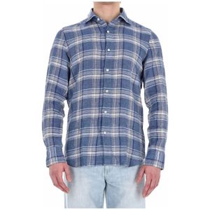 Finamore, Heren, Overhemden, Veelkleurig, Maat: L Linnen,