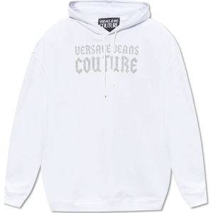 Versace Jeans Couture, Dames, Sweatshirts & Hoodies, Wit, Maat: S Katoen,